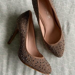 ALDO Tan Crystal Pumps